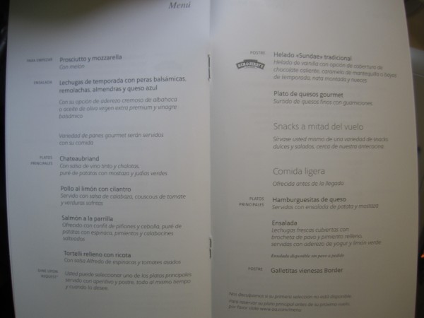 Menu AA MAD-JFK