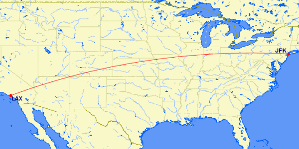 Mapa LAX-JFK