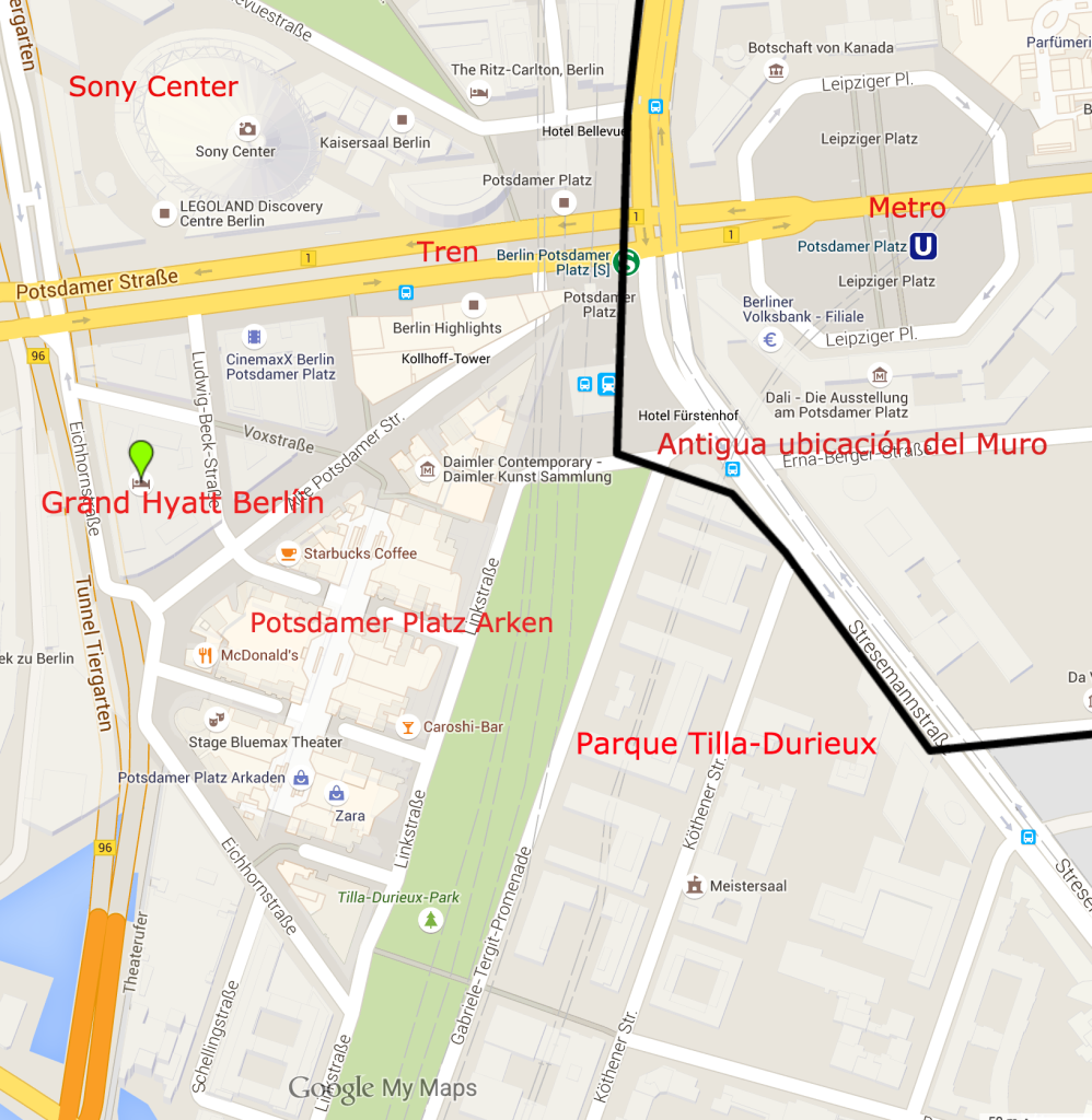 Muro de Berlin en Centro Berlin Mapa