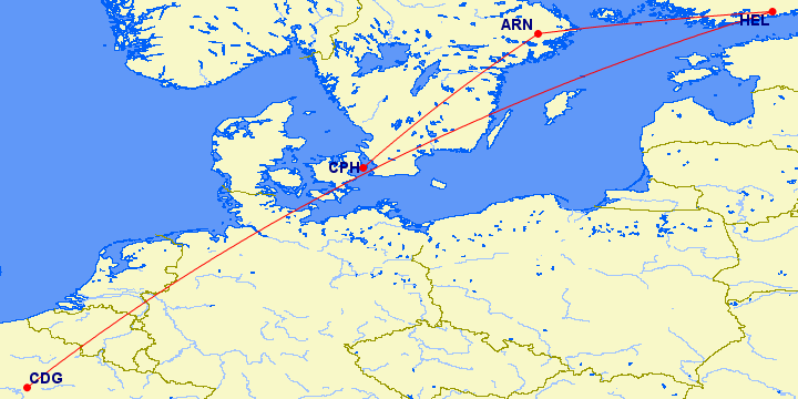 Itinerario para ir de París a Copenhagen