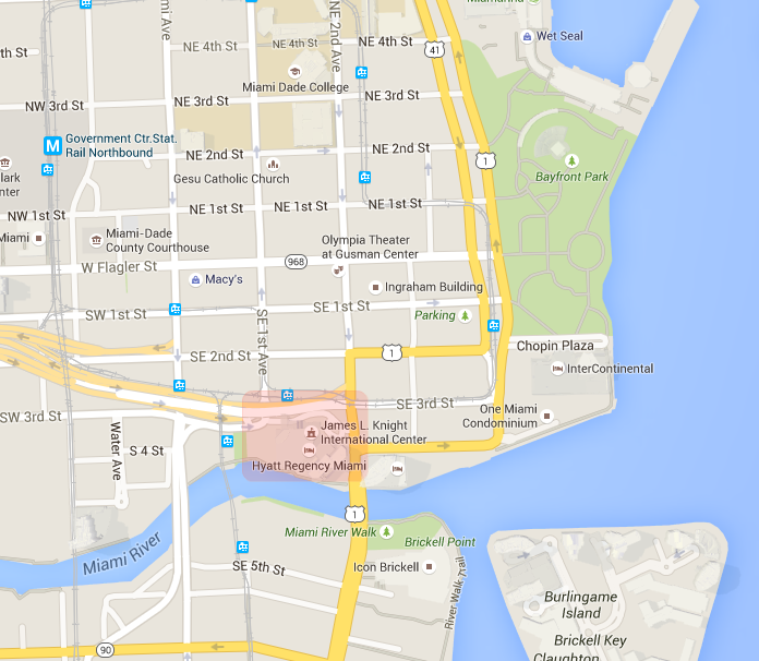 Hyatt Regency Miami map